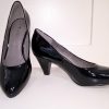 Black patent court shoes, Elegante Dronfield