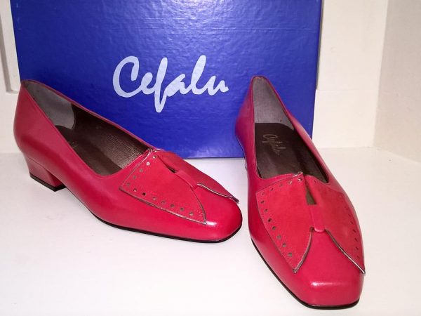 Favor red leather suede shoes, Elegante Dronfield